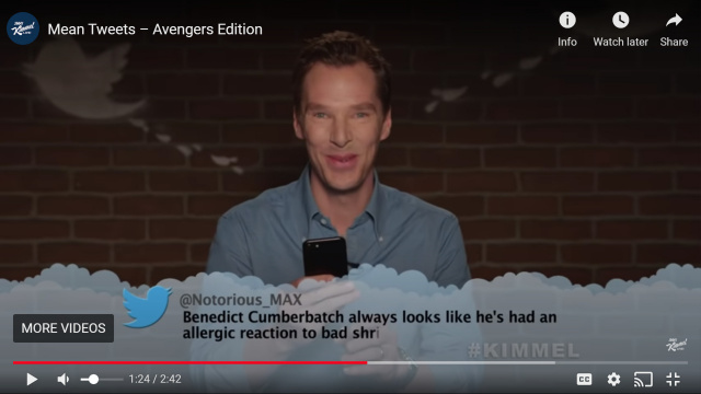 Benedict Cumberbatch - Celebrities Read Mean Tweets About Themselves (videos)
